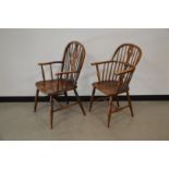 Two 19th century and later mixed wood Windsor chairs, one with an elm seat of slightly differing