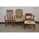 A 20th century red leather and wooden frame captains/library chair, together with a 20th century