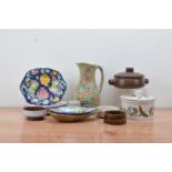 A assorted collection of ceramics, including a Portmeirion jar and cover, an variety of plates and