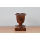 A Burr Walnut vase, of squat form, 13cm high