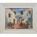 20th century school, a Mediterranean village scene, oil on canvas, signed 'Camps' bottom left,