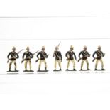 Mignot Gerbeau period circa 1905-1910, French Colonial Infantry, green base, advancing (5), three
