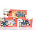 Britains 1:32 Scale Ford Tractors, three boxed examples, 9383 Power Farm model 8730 with grass