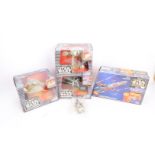 Star Wars Micro Machines by Galoob, four examples boxed but used, 67036 Rebel Snowspeeder with