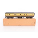 Exley Models 00 gauge GWR chocolate/cream Ocean Mails coach, with buckeye couplings, in original