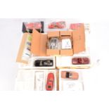 White Metal Kit Built Competition and Sports Cars, eight 1:43 scale models, Boutique Auto Moto,