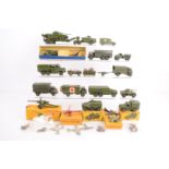 Postwar Playworn/Repainted or Retouched Dinky Military Vehicles, six boxed models, 692 Medium Gun,