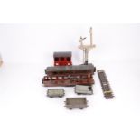 A Mixed Assortment of 0 Gauge Trains and Accessories, including Marklin 20v electric locomotive