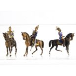 Heyde Mounted Personality Figures, probably Kaiser Friedrich III, Kaiser Wilhelm II and Prussian