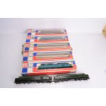 Jouef 00 Gauge BR Class 40 Diesel Locomotives and Inter-City Coaches, green (3, one boxes), blue
