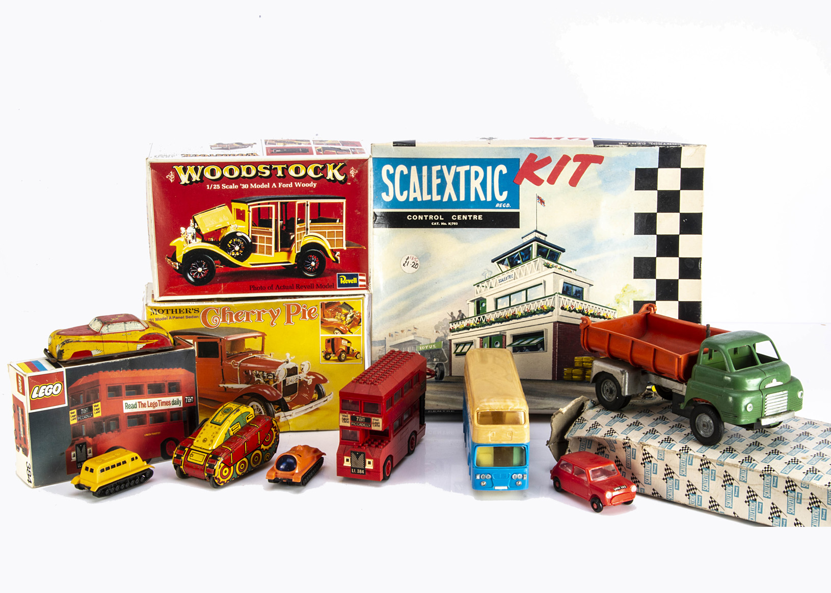 Scalextric Control Kit and Cars Revell Car Kits Lego Bus and other tin and plastic vehicles, K/703