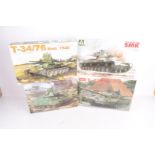 Soviet Tank Kits of Far Eastern Design/Manufacture, four boxed 1:35 scale examples, Border BT-009