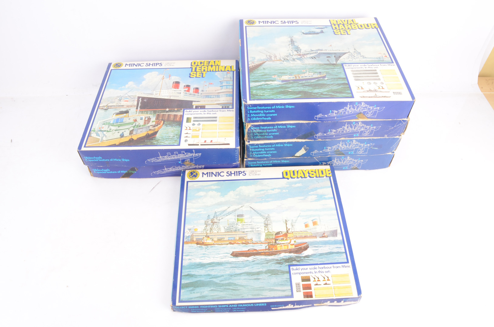 MINIC SHIPS - Set Portuaire Naval Tri-ang - Bateaux Métal Thème Guerre