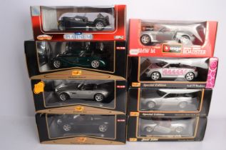 1:18 Scale Diecast German and British Modern Cars, a boxed group, Majorette 4451 Caterham Lotus