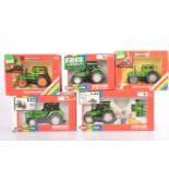 Britains 1:32 Scale Duetz Fahr Tractors, a boxed group, 9654 DX 4.57 with yard scraper, buck rake