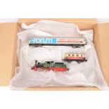 Fleischmann HO Gauge KK Locomotive and Tender with Coach Tanker and Track, Fleischmann, green 0-4-