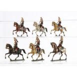 Mignot Gerbeau period circa 1905-1910, French mounted Cuirassiers, green bases (8) and bugler, F,