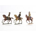 Mignot Gerbeau period circa 1905-1910, various mounted figures - Russian Cuirassier, brown base, and