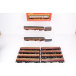 Tri-ang 00 Gauge LMS and Caledonian Coaches, LMS (9), Caledonian (2, one boxed), 4-wheel LMS