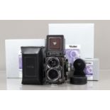 A Rolleiflex 4.0 FW TLR Camera, serial no 7015774, shutter working, meter working, body VG-E, with