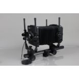A Cambo SC 5 X 4 Monorail Camera, all moves freely, body G-VG, with 5 x 4 rotating back, focusing