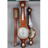 Barometers, early 19th Century Mahogany 10in Dial Wheel Barometer, engraved 'J McQuinn, Holywell',