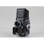 A Wide Angle Rolleiflex TLR Camera, serial no W 2493565, shutter working, meter responsive, body