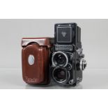 A Wide Angle Rolleiflex TLR Camera, serial no W 2492848,shutter working, meter responsive, body G-