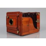 A Tailboard Mahogany and Brass Half Plate camera body, 6½ x 4¾, no maker's name visible, serial no