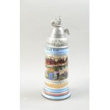 Stanhopes, Military Commemorative Porcelain German Stein for Reserve Gunner Nies, transfer printed