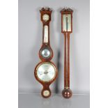 Barometers, early 19th Century mahogany stick barometer, scale engraved 'Chas Aiano FECIT', (