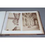 A late 19th Century half-calf gilt European Travel Album, commercial images, Italy - including