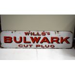 Will's Bulwark Cut Plug, a Will's enamel advertising sign for Bulwark Cut Plug cigarettes, upper