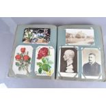 Postcards, album, circa 1910, including sentimental and story, some photographic, including 'Love'