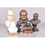 A collection of Winston Churchill busts, including a Royal Mint example, one AF (parcel) the