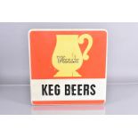 A Vintage Vaux Keg Beers illuminating sign, in plastic, 35cm x 35cm, with damages and melt marks