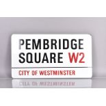 A City of Westminster enamel road sign, for Pembridge Square, W2, 81cm x 44cm