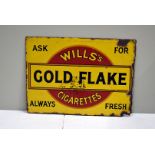Wills Gold Flake, a small vintage double-sided advertising sign, 41.5cm x 30cm