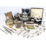 A collection of Victorian and later silver and silver plated items, including several silver