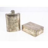 Two presentation items, including a 1960s silver cigarette box presented to Dr J. Anderson Hill by