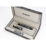 A modern Parker Duofold Centennial fountain pen, in Parker box, with blue mottled barrel and cap and
