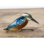 A 9ct gold enamelled Kingfisher brooch, in various colours, 2.6 cm by 1.5 cm 4g
