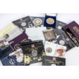 A collection of modern coins and other coins and medallions, including four 2012 Olympic £5 and a £