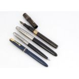 A vintage fountain pen, with 9ct gold collar, and three other pens (4)