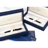 A modern Pelikan Souveran biro and pencil, each in blue Pelikan box, black with gold trim, VF-E