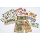 A collection of British and United States and other bank notes, all circulated and AF, including