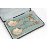 An Edwardian cased three piece dessert serving set by BG & Co Ltd, presented in a Weir & Sons of