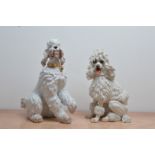 A pair of modern ceramic Spanish poodles, one Lopez Moreno, the other Algora, both marked to the