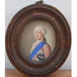 A 19th century or earlier portrait miniature of George III, rectangular in shape, some wear to the