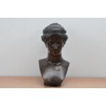 After Emile-Andre Boisseau (French 1842-1923), A bronzed bust of a lady, later mounted onto a